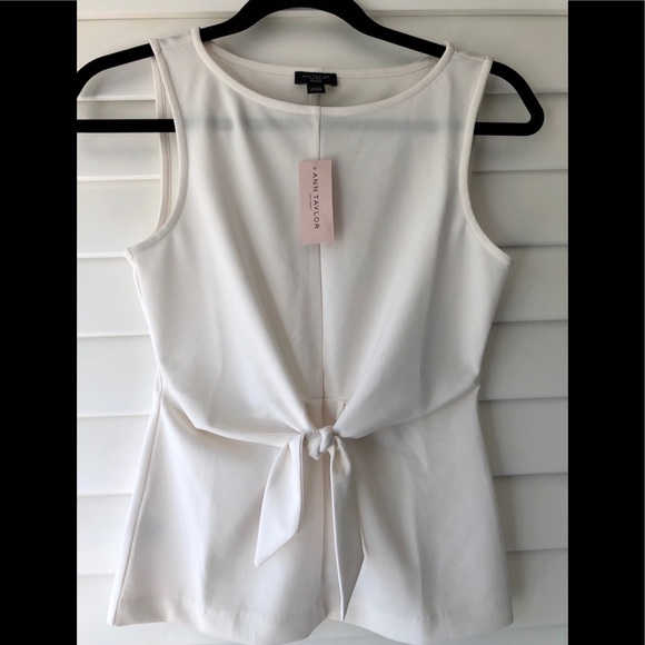 Ann Taylor Factory Tops - Ann Taylor white bow blouse